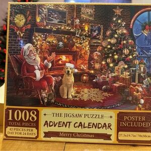NIB Christmas Advent Jigsaw Puzzle Calendar 1008 Pcs Dog Santa Tree Sealed